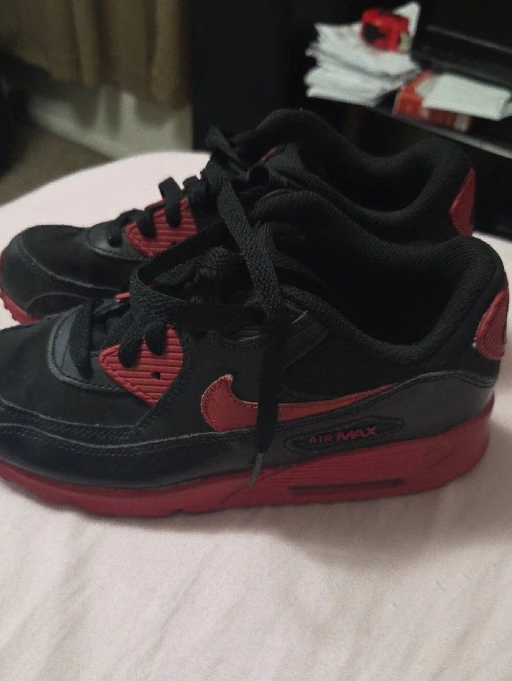 Nike Kids Black Sneakers with Red Accents